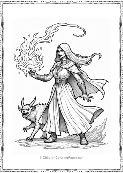Dungeons And Dragons Fierce Sorceress Casting A Protective Spell Free PDF Printable