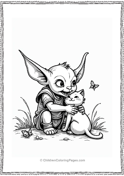 Dungeons And Dragons Goblin Playing With A Cat Free PDF Printable
