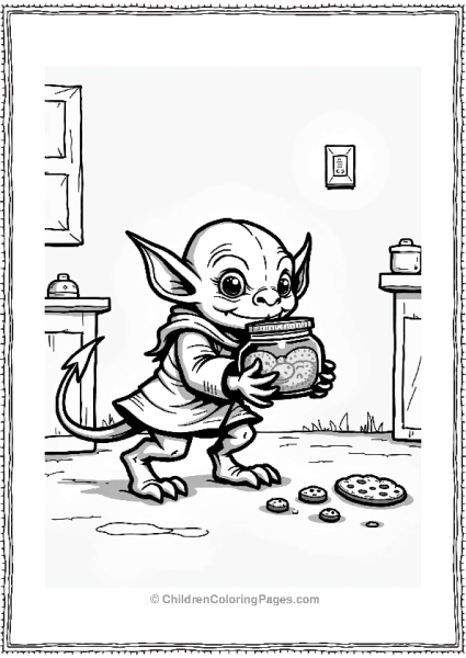 Dungeons And Dragons Goblin Stealing Cookies In A Kitchen Free PDF Printable