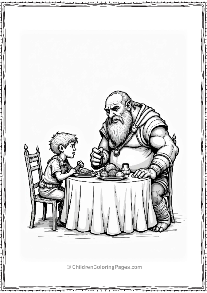 Dungeons And Dragons Halfling And Giant Sharing A Meal Free PDF Printable
