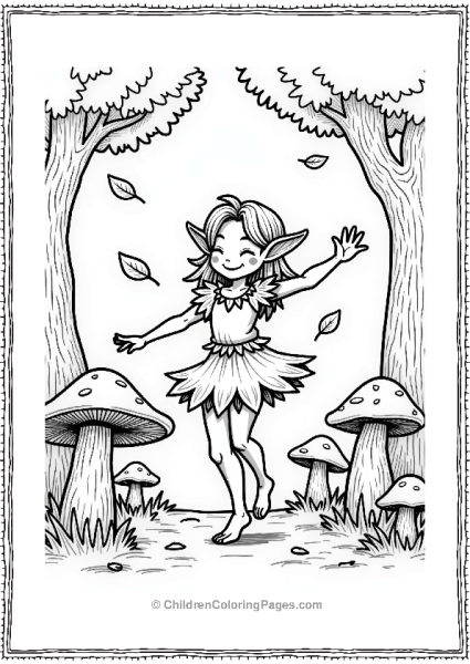Dungeons And Dragons Joyful Elf Dancing Among Mushrooms Free PDF Printable