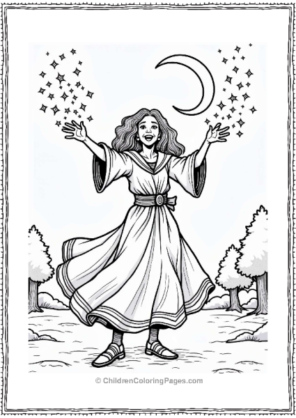 Dungeons And Dragons Joyful Sorceress Dancing Under The Moonlight Free PDF Printable