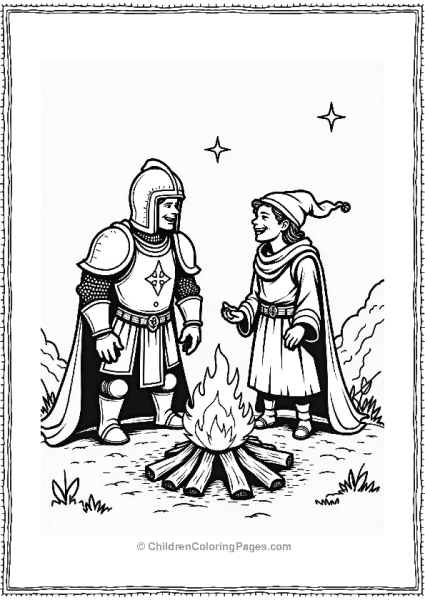 Dungeons And Dragons Knight And Rogue At Campfire Free PDF Printable