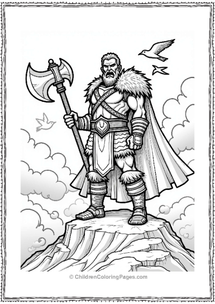 Dungeons And Dragons Mighty Barbarian On Mountain Peak Free PDF Printable