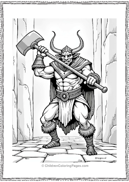 Dungeons And Dragons Minotaur Character In A Labyrinth Free PDF Printable