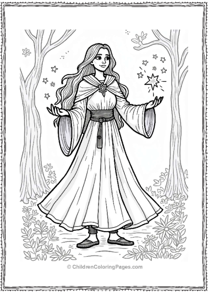 Dungeons And Dragons Young Sorceress Casting A Spell In The Forest Free PDF Printable