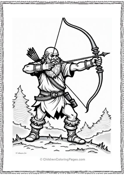 Dwarven Archer Aiming In A Dungeons And Dragons Scene Free PDF Printable