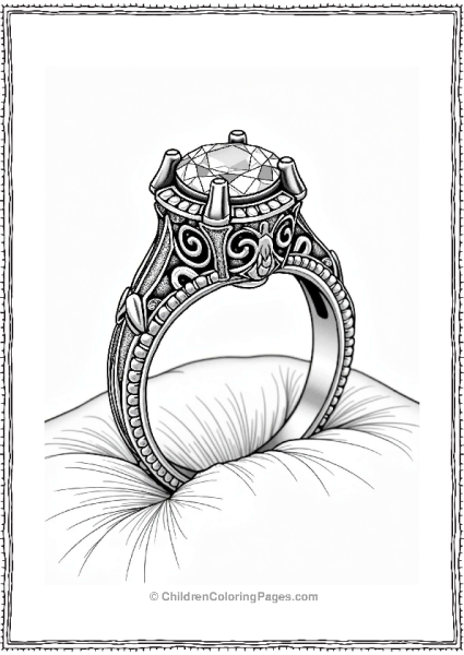 Elegant Vintage Diamond Ring Outline Free PDF Printable