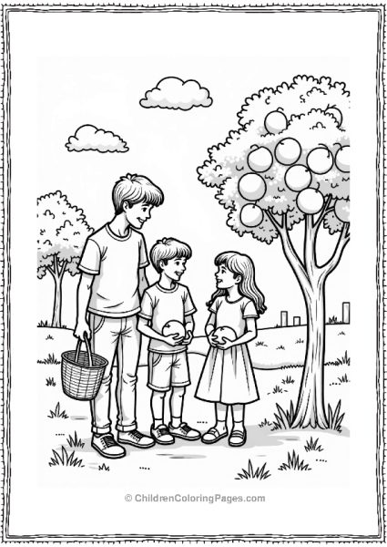 Family Picking Oranges Free PDF Printable