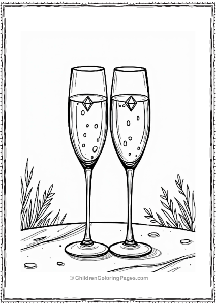 Fancy Diamond Champagne Flutes Free PDF Printable