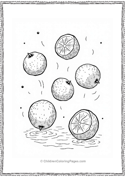 Floating Oranges Illustration Free PDF Printable