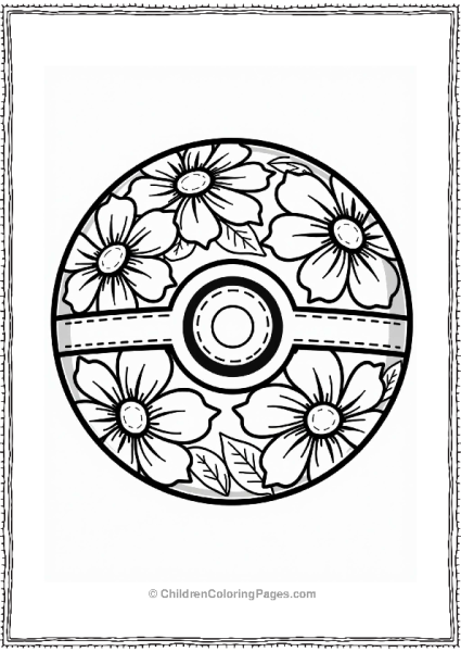Floral Patterned Pokeball Design Free PDF Printable