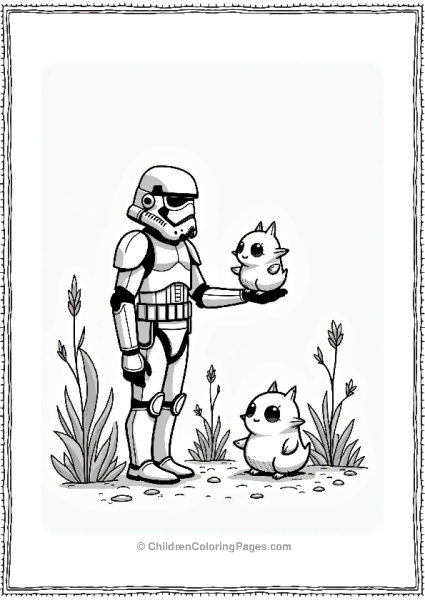 Friendly Stormtrooper Feeding An Alien Free PDF Printable