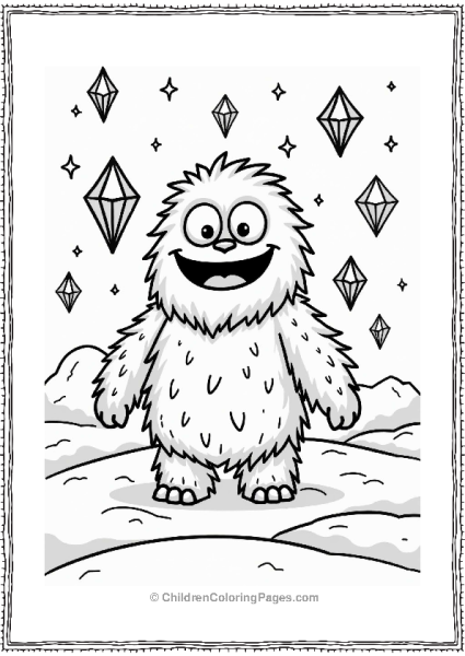 Friendly Yeti With Diamond Snowflakes Free PDF Printable