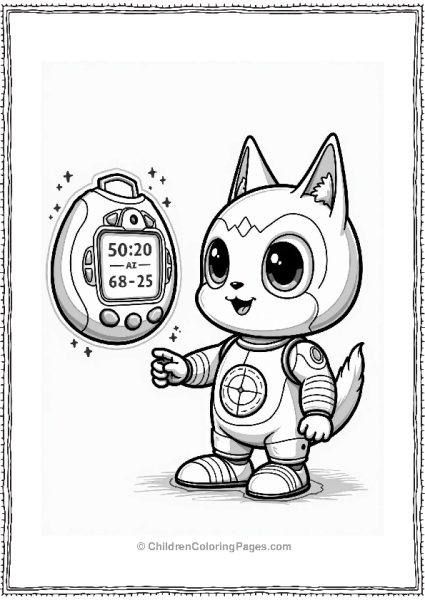 Futuristic Tamagotchi With Holographic Screen Free PDF Printable