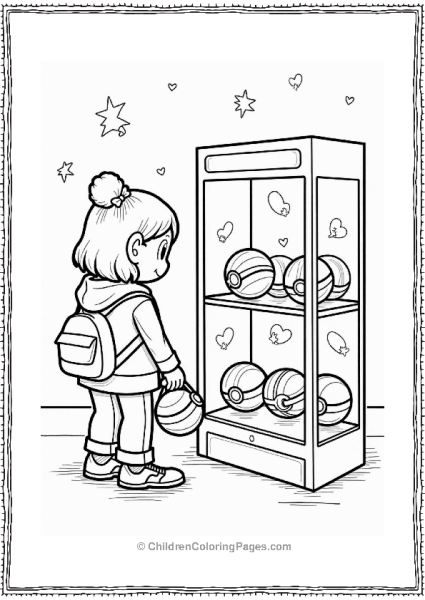 Girl Curating Her Pokeball Collection Free PDF Printable