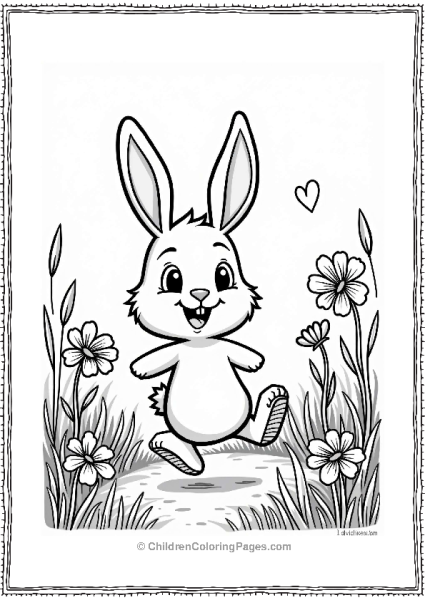 Happy Bunny In A Flower Field Pattern Free PDF Printable