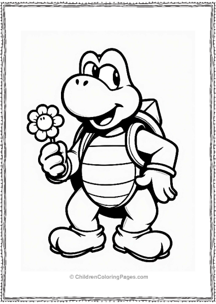 Happy Koopa Troopa With Flower Free PDF Printable