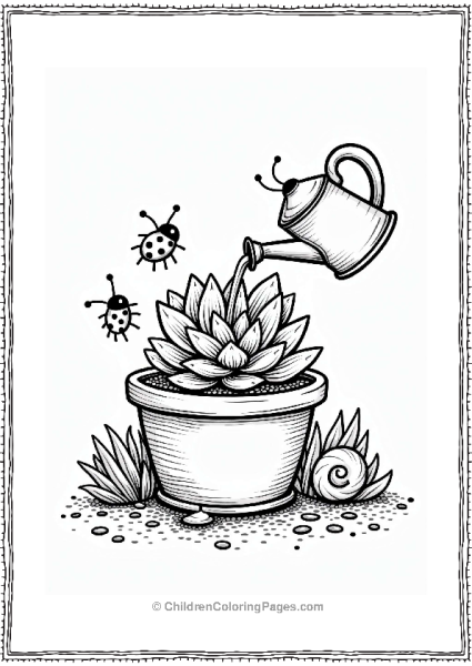 Happy Succulent With Ladybugs And Snail Free PDF Printable