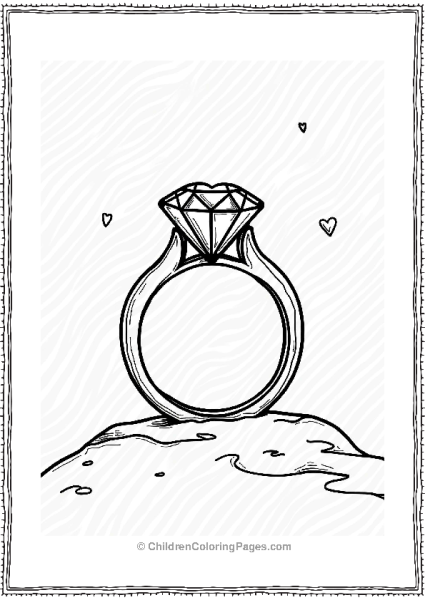 Heart Shaped Diamond Ring Coloring Page Free PDF Printable