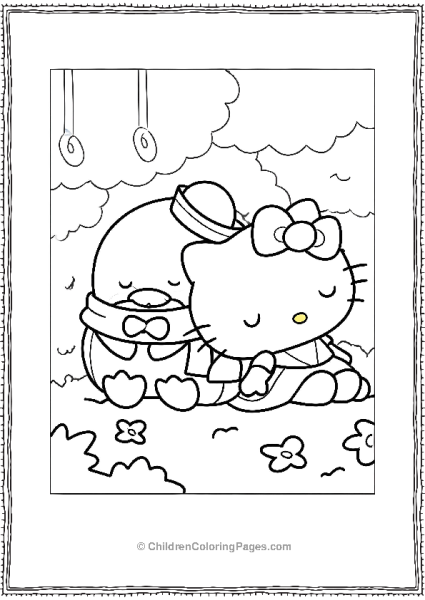Hello Kitty And Tuxedo Sam Hugging Free PDF Printable