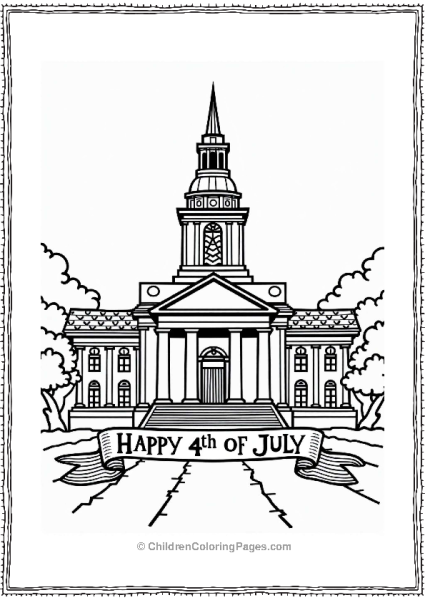 Independence Hall With American Flags On 4th Of July Free PDF Printable