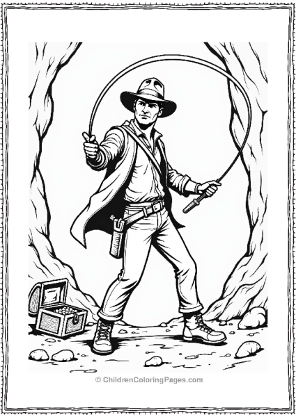 Indiana Jones Swinging His Whip In A Cave Free PDF Printable