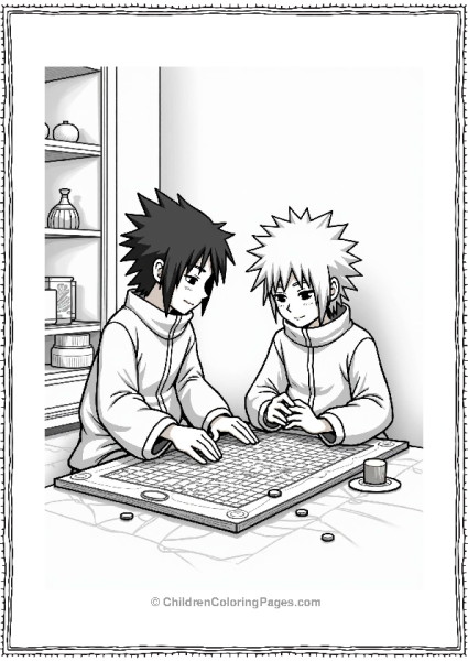 Itachi And Sasuke Playing A Board Game Free PDF Printable