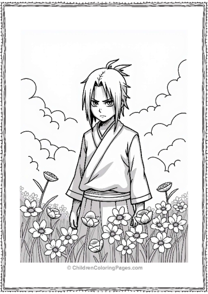 Itachi In A Field Of Flowers Free PDF Printable