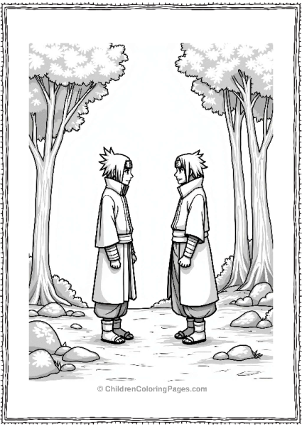 Itachi Meets The First Hokage In A Forest Free PDF Printable