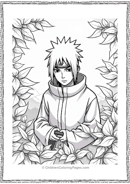 Itachi Preparing A Jutsu Among Leaves Free PDF Printable