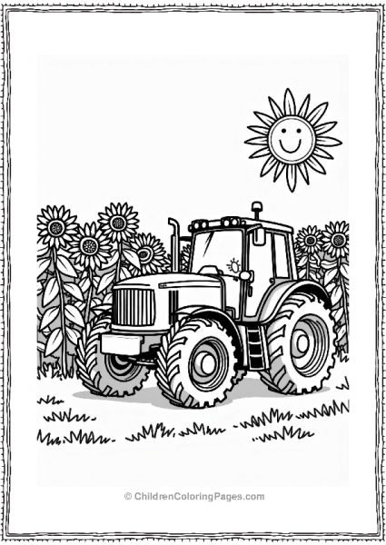 John Deere Tractor And Sunflowers Free PDF Printable