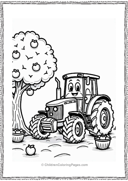 John Deere Tractor Collecting Apples Free PDF Printable