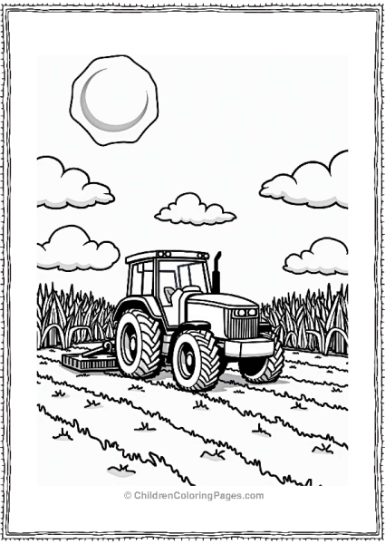 John Deere Tractor In A Cornfield Free PDF Printable