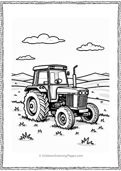 John Deere Tractor In A Field Free PDF Printable