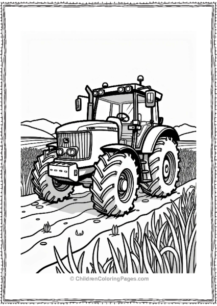 John Deere Tractor In A Rice Field Free PDF Printable