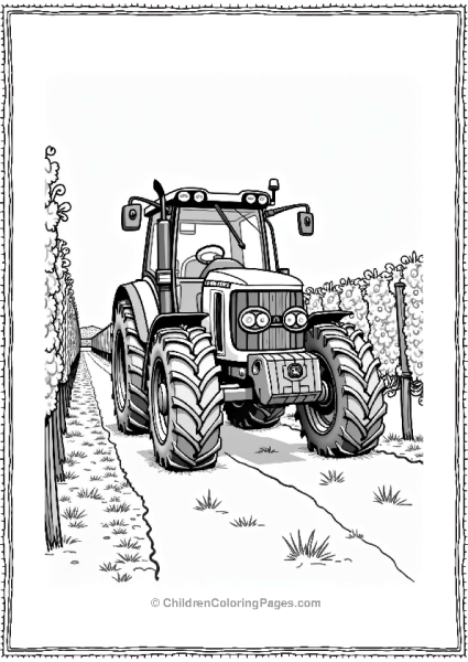John Deere Tractor In A Vineyard Free PDF Printable