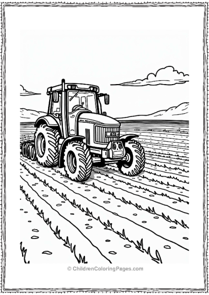 John Deere Tractor Plowing A Field Free PDF Printable