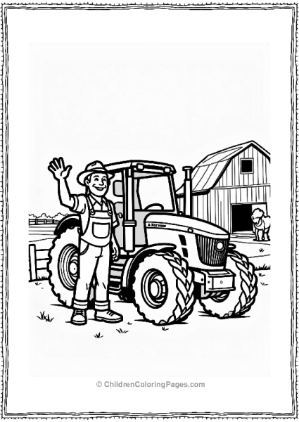 John Deere Tractor With Farmer Free PDF Printable