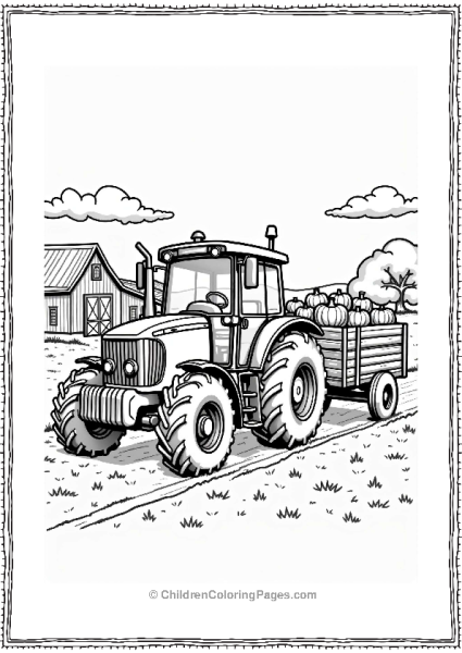 John Deere Tractor With Pumpkins On Farm Free PDF Printable