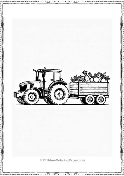 John Deere Tractor With Trailer And Vegetables Free PDF Printable