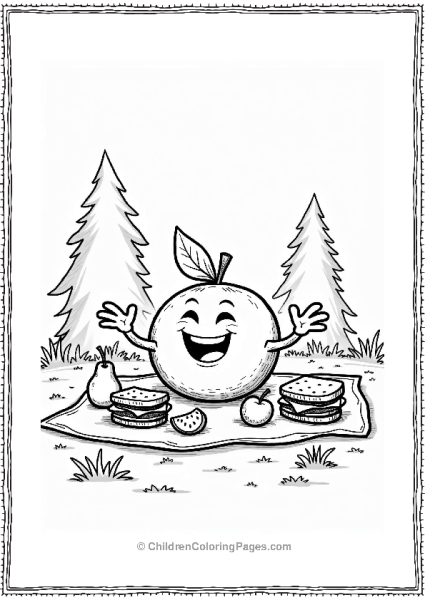 Joyful Orange Character At A Picnic Free PDF Printable