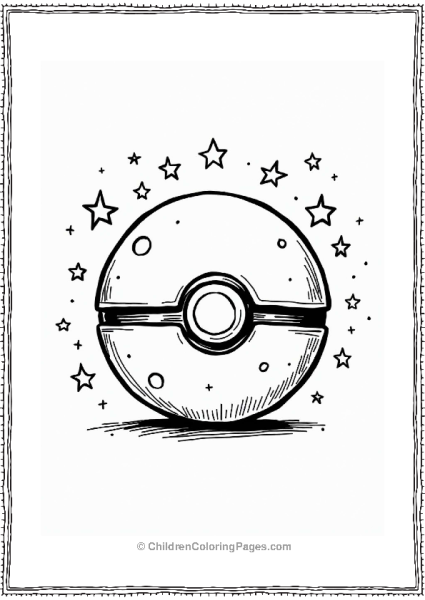 Joyful Pokeball With Stars Free PDF Printable