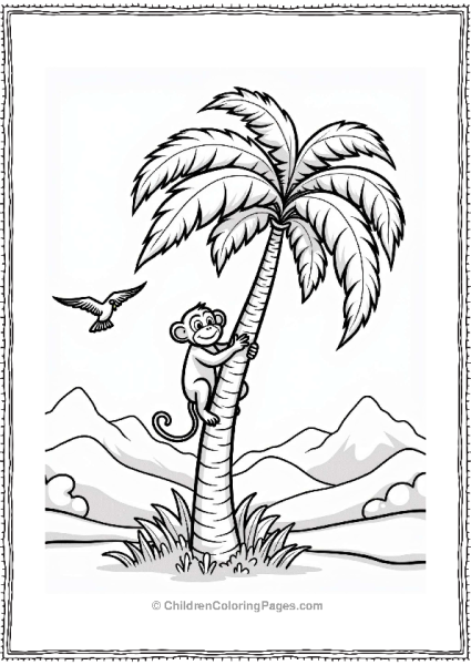 Jungle Book Characters Monkey Climbing A Palm Tree Free PDF Printable