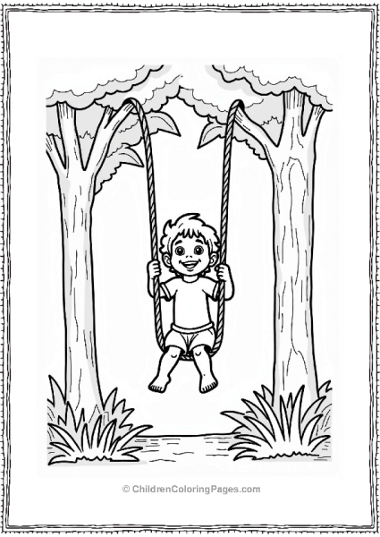 Jungle Book Mowgli Swinging From A Vine In The Jungle Free PDF Printable