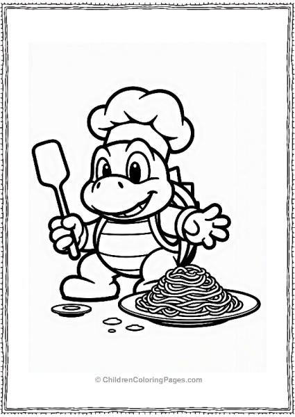 Koopa Troopa Chef With Spaghetti Free PDF Printable