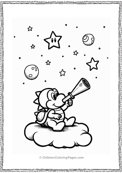 Koopa Troopa On A Cloud Stargazing Free PDF Printable