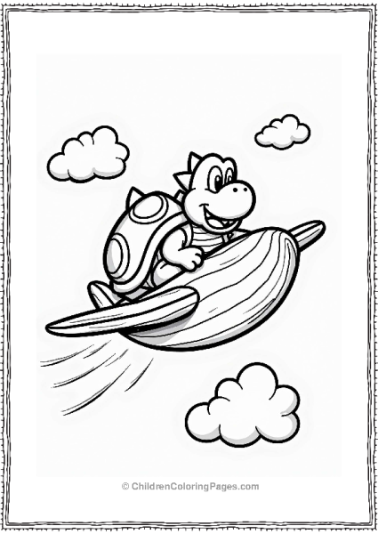 Koopa Troopa On A Colorful Glider Free PDF Printable