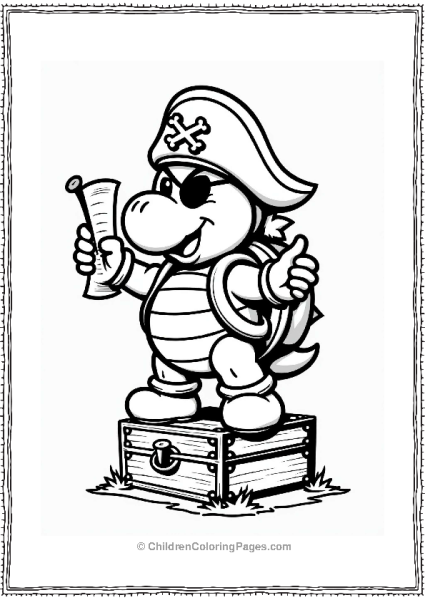 Koopa Troopa Pirate On Treasure Chest Free PDF Printable