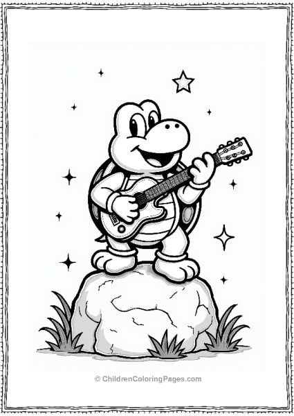 Koopa Troopa Playing Guitar Under Stars Free PDF Printable